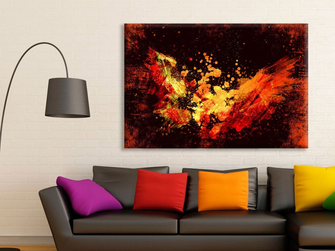 Abstract Phoenix Canvas Wall Art, Phoenix Large Canvas Print, Phoenix ...