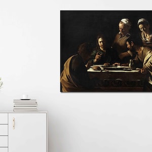 Supper at Emmaus - Painting by Michelangelo da Caravaggio, Reproduction Art Print on Canvas, Vintage Wall Art, Canvas Wall Art
