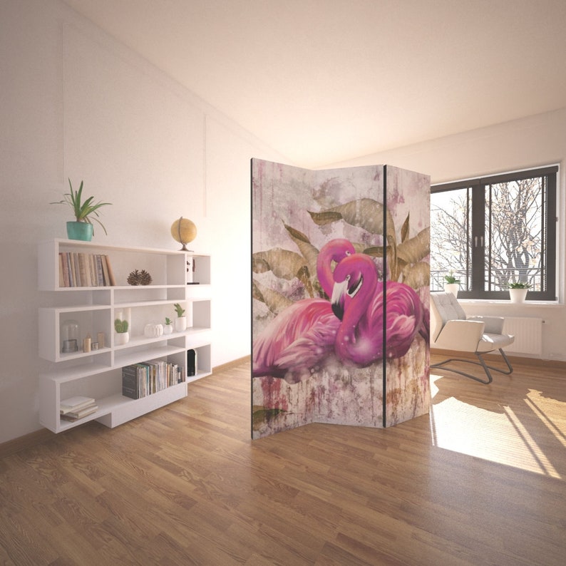 Flamingo Room Divider Folding Screen Room Divider 3 and 5 Etsy