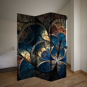 Abstract Mosaic Room Divider, Folding Screen, Room Divider - 3 and 5  panels, Room Partition, Decorative Room Separator