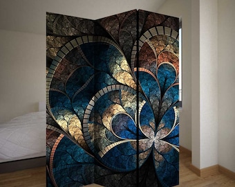 Abstract Mosaic Room Divider, Folding Screen, Room Divider - 3 and 5  panels, Room Partition, Decorative Room Separator