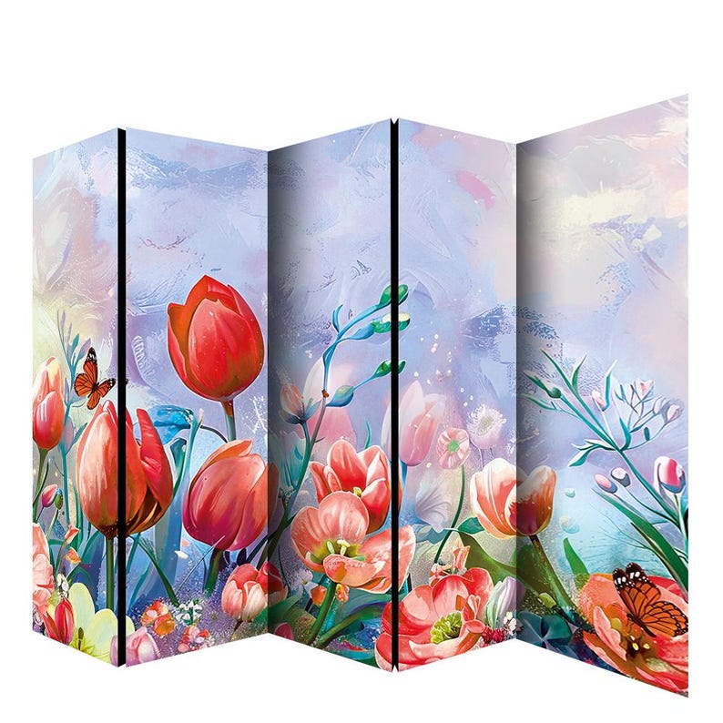 Garden With Flowers Room Divider, Folding Screen, Room Divider - 3 and ...