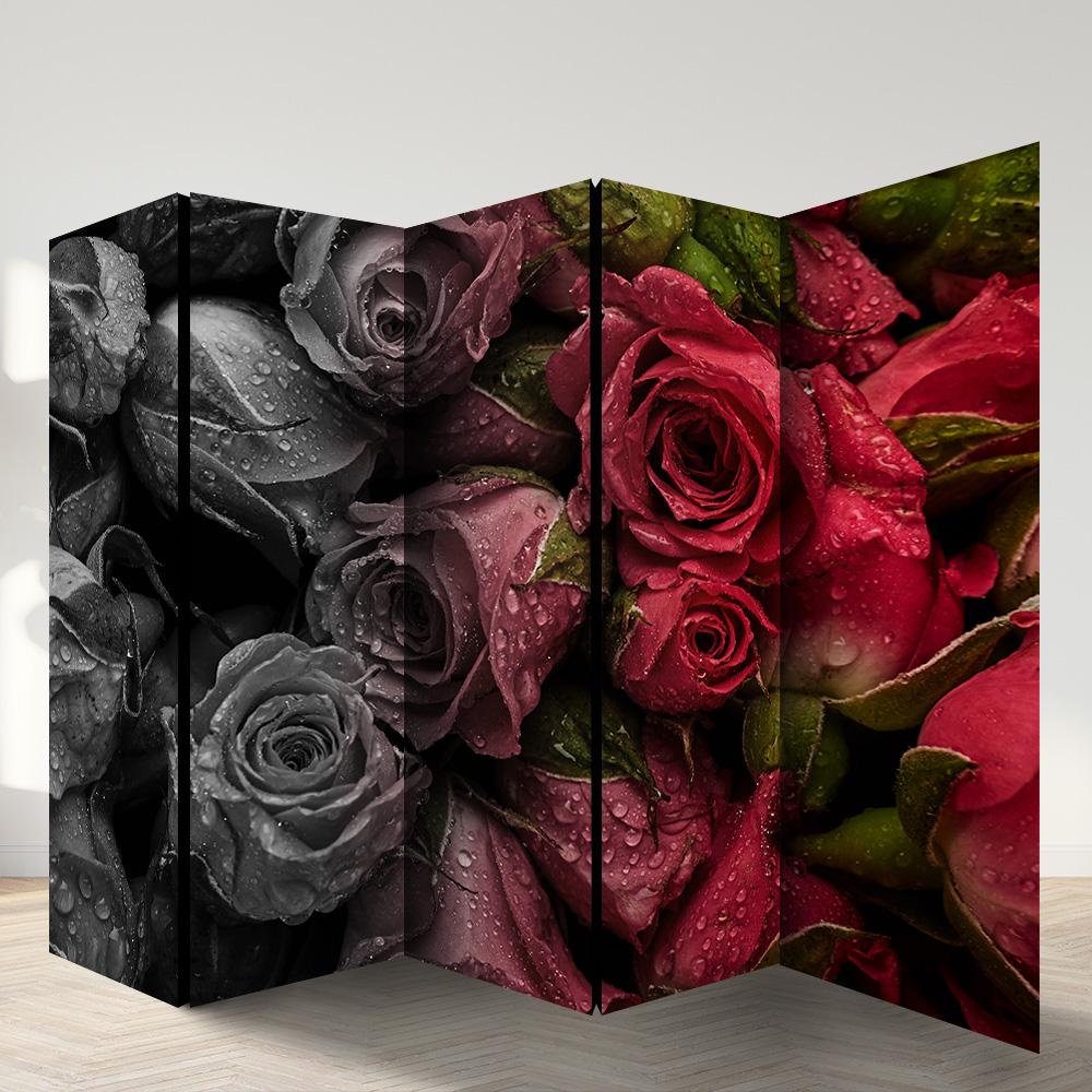 パーテーション　（薔薇） Roses Room Divider, Folding Screen, Room Divider - 3 and 5 Panels
