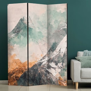 Mountain Abstract Room Divider, Minimalistic Mountain Style, Folding Screen - 3 and 5 panels, Room Partition, Room Screen, Privacy wall