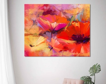 Mohnblumen Leinwandbild, Leinwanddruck Home Dekor, gerahmt Druck, Dekoration Wandkunst Design, Abstrakte Mohnblumen Home Decor Kunst