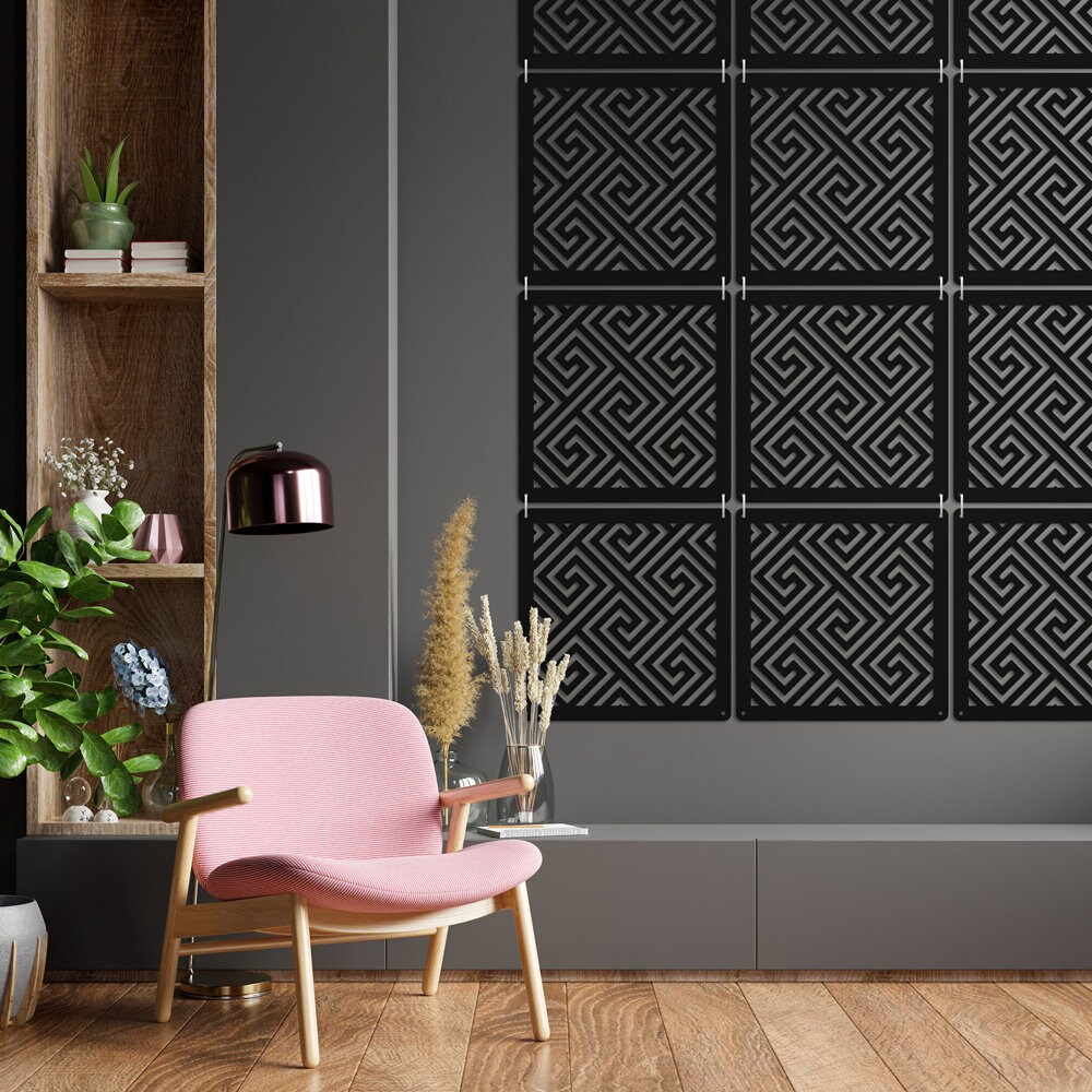 Labyrinth Modular Wall Panels - Interior Room Partition -  White Black and Grey Room Separator - CNC decor panel - Colorful panels