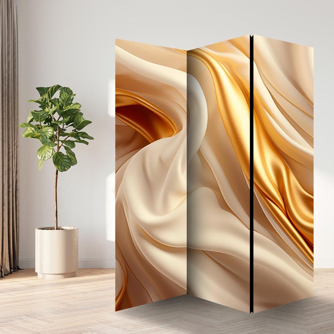 Orange Waves Room Divider, Folding Screen, Room Divider - 3 and 5 ...