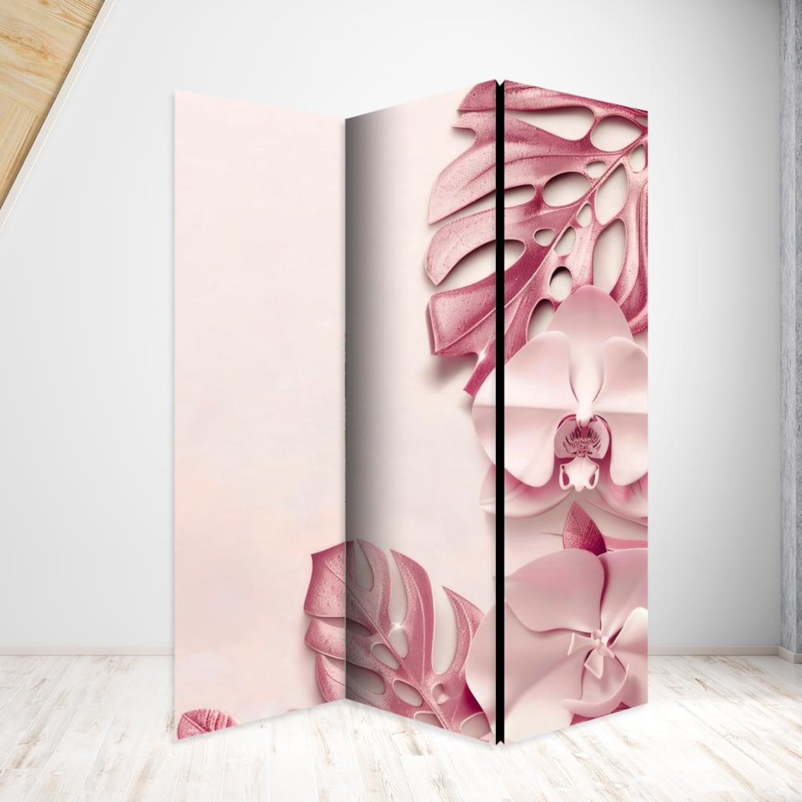Pink Light Divider Pink Orchids Room Divider, Folding Screen, Room Divider - 3 and 5 ...