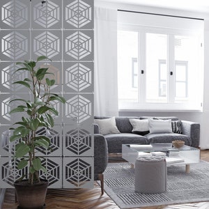 Spider Web Modular Wall Panels - Interior Room Partition -  White Black and Grey Room Separator - CNC decor panel - Colorful panels