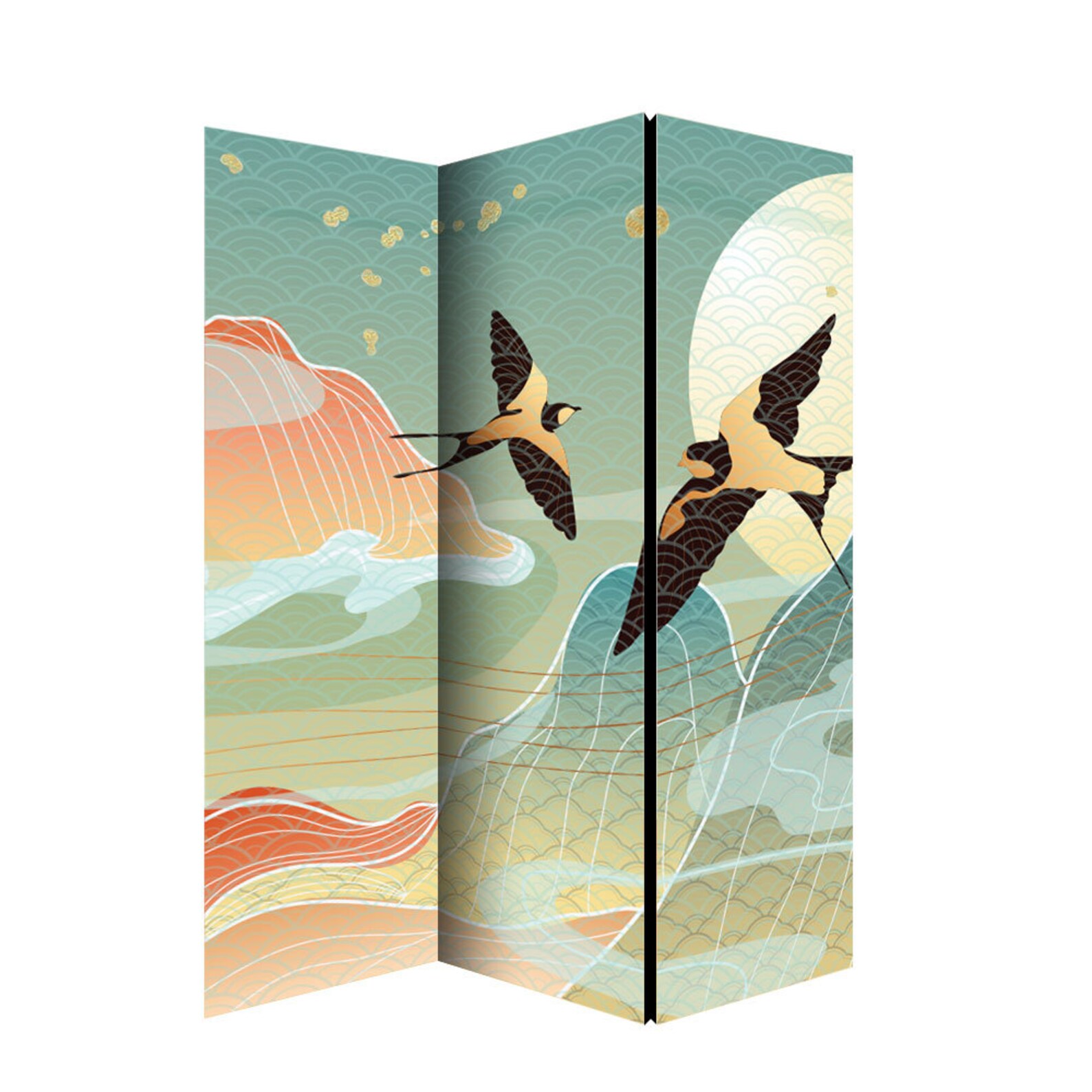 Minimalist Bird Art Room Divider Folding Screen Room Divider Etsy
