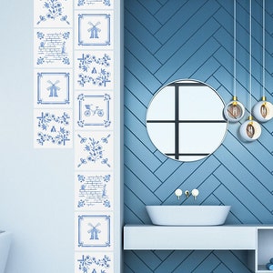 Azulejo Mosaic Tile Stickers, 16 Stickers in Set, Modern Decor, Tile Decals 4x4, Self-adhesive, Waterproof,  Peel and Stick Tile, Vinyl