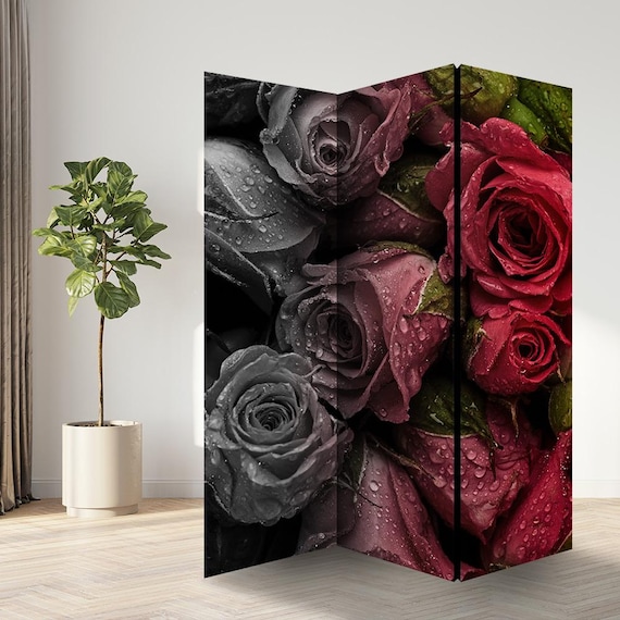 パーテーション　（薔薇） Roses Room Divider, Folding Screen, Room Divider - 3 and 5 Panels