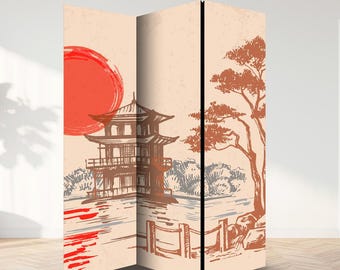 Japanischer Charme Raumteiler, Paravent, Raumteiler - 3- und 5-teilig, Raumteiler, Dekorativer Raumteiler