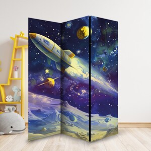 In The Space Room Divider for Kids Room, Child Room Divider, Folding Screen, Room Divider - 3 and 5 panels, Divider for Kindergarten