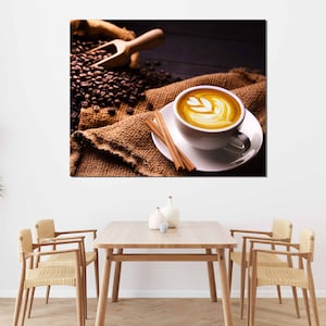 Arte da parede da lona do café, impressão emoldurada da lona decoração para casa, pintura do copo de café arte da parede, decoração da casa da cozinha