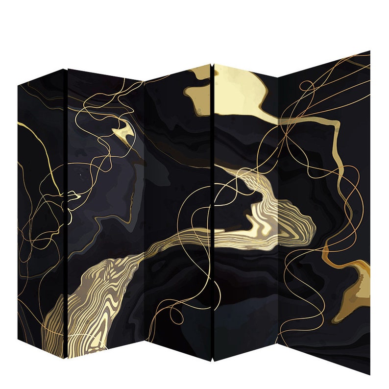 Black and Gold Room Divider Minimalistic Style Abstract Etsy