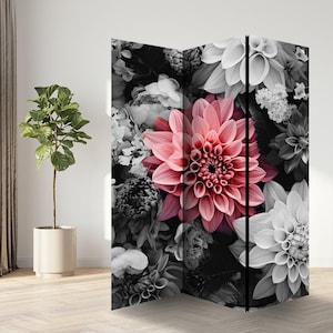Happy Flower Room Divider, Folding Screen, Room Divider - 3 and 5 panels, Room Partition, Decorative Room Separator