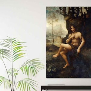 Bacchus, Painting by Leonardo da Vinci, Reproduction Art Print on Canvas, Vintage Wall Art, Canvas Wall Art