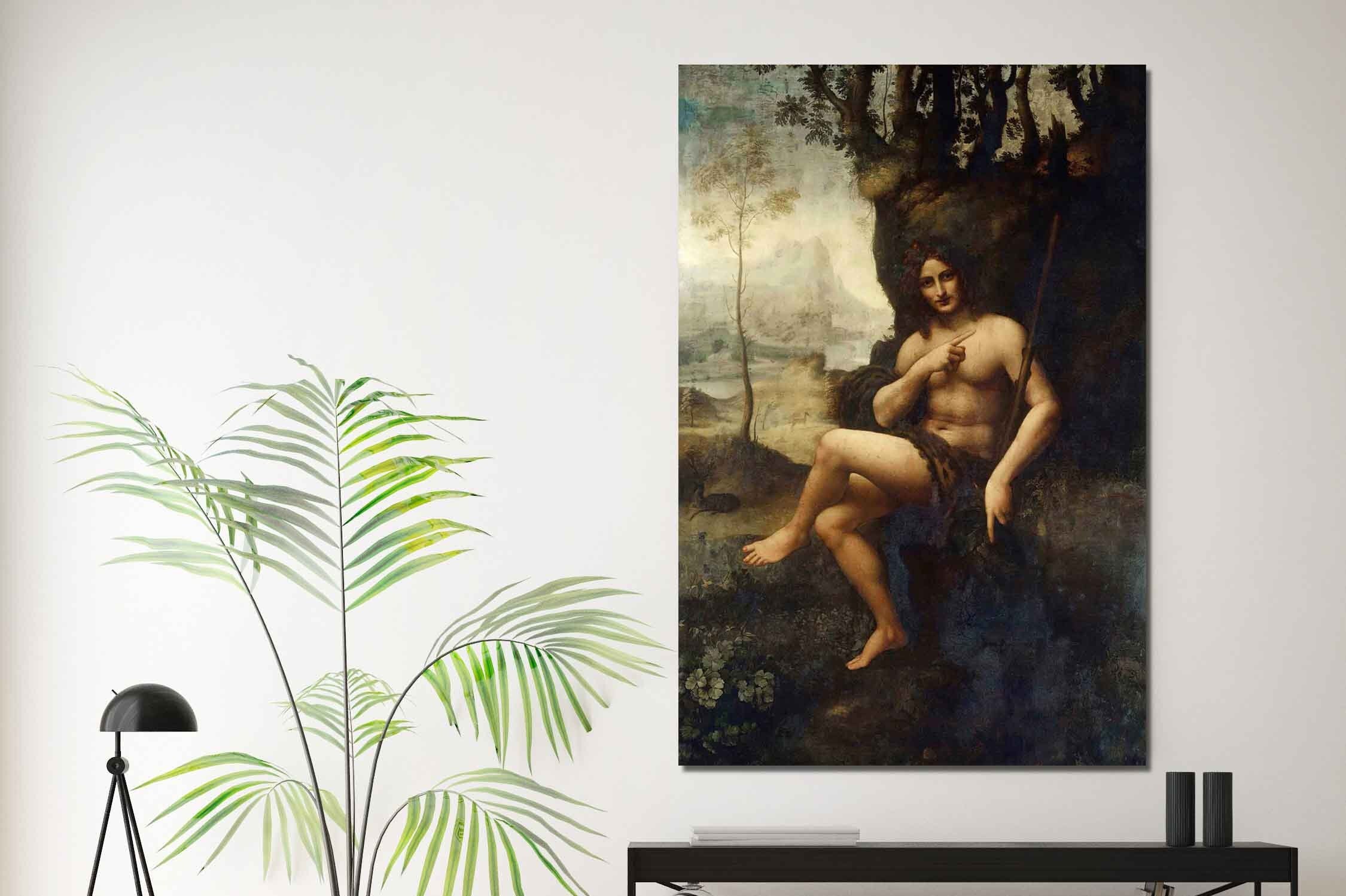 Bacchus, Painting by Leonardo da Vinci, Reproduction Art Print on Canvas, Vintage Wall Art, Canvas Wall Art