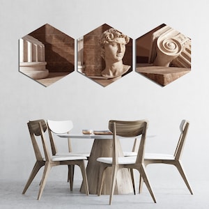 Hexagon Canvas Wall Art - Set di 3 stampe su tela - Architettura dell&#39;antica Roma Decorazione da parete in tela - Hexagon Hang Painting - Decorazioni per la casa