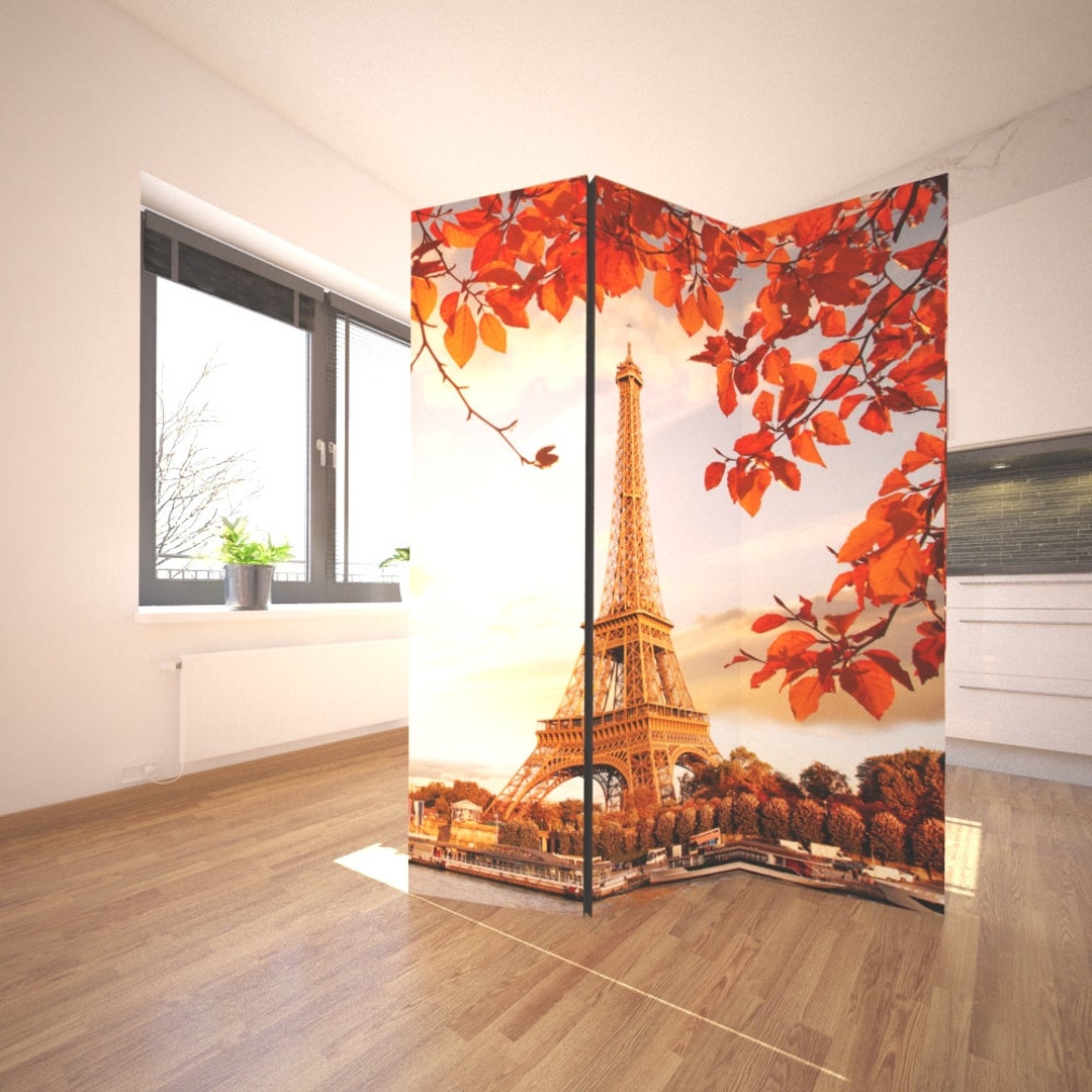 Autumn Paris Room Divider, Folding Screen, Room Divider 3 and 5 Panels