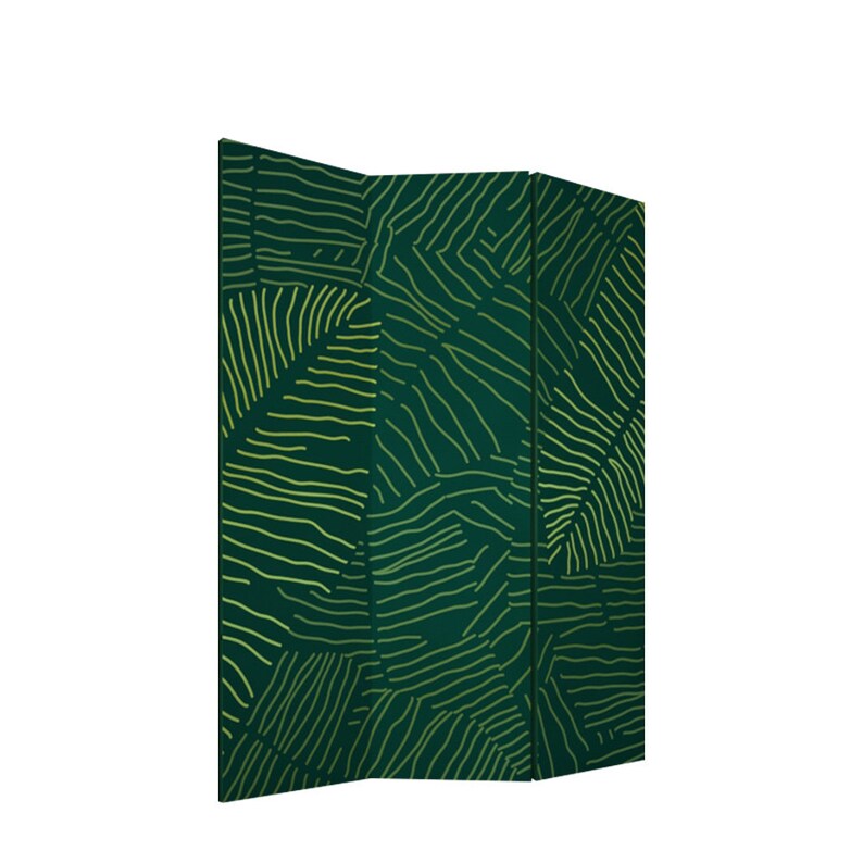 Green Abstract Leaves Room Divider, Folding Screen, Room Divider - 3 ...