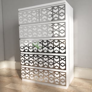 Ystad MALM Decor, Gespiegelte Möbel, Möbelplatte, Möbeldekor, 1 Panel, Möbelrenovierung, Gespiegelte Dekoration