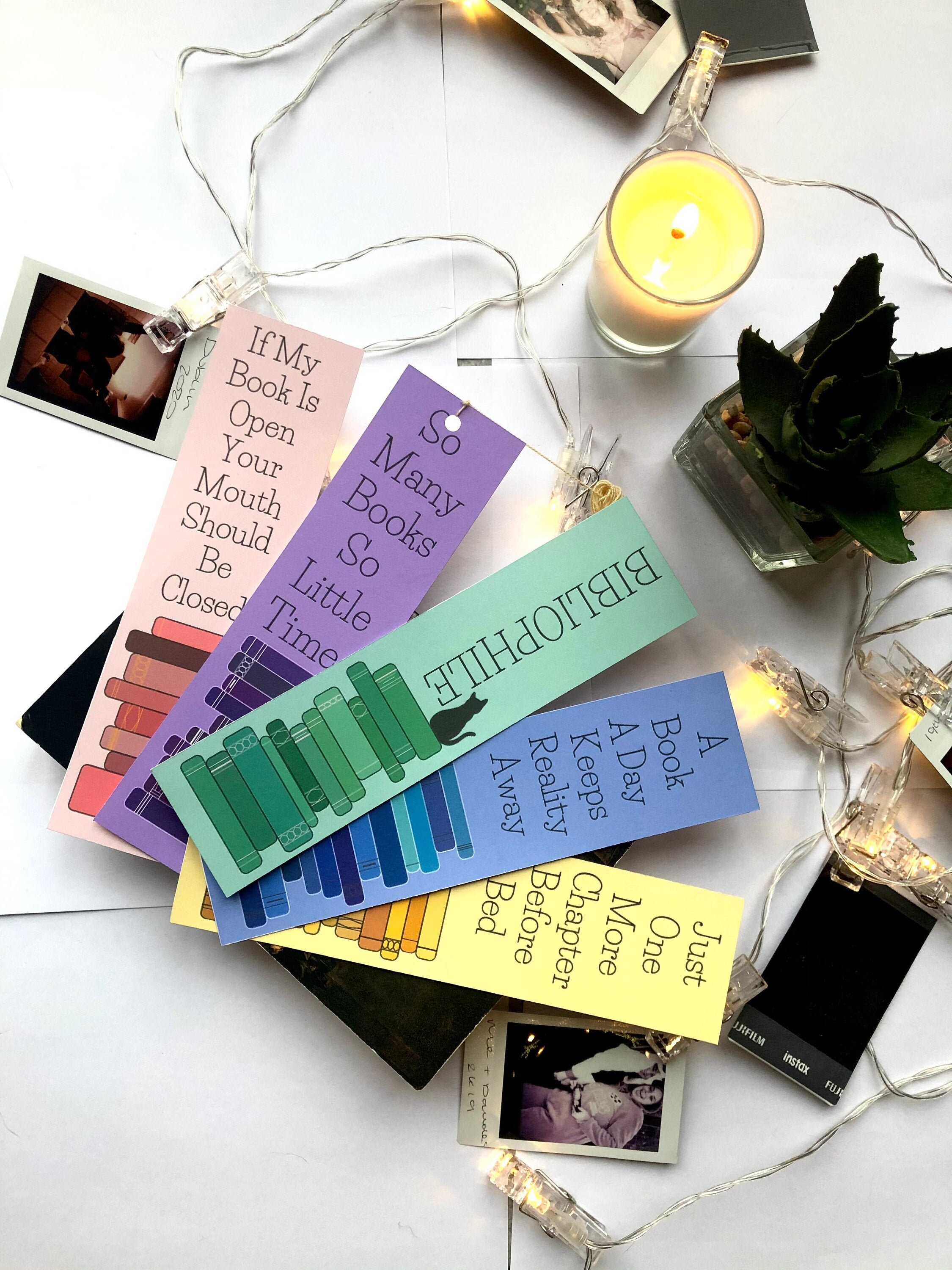 Vibrant Coloured Stack of Books Bookmarks Etsy