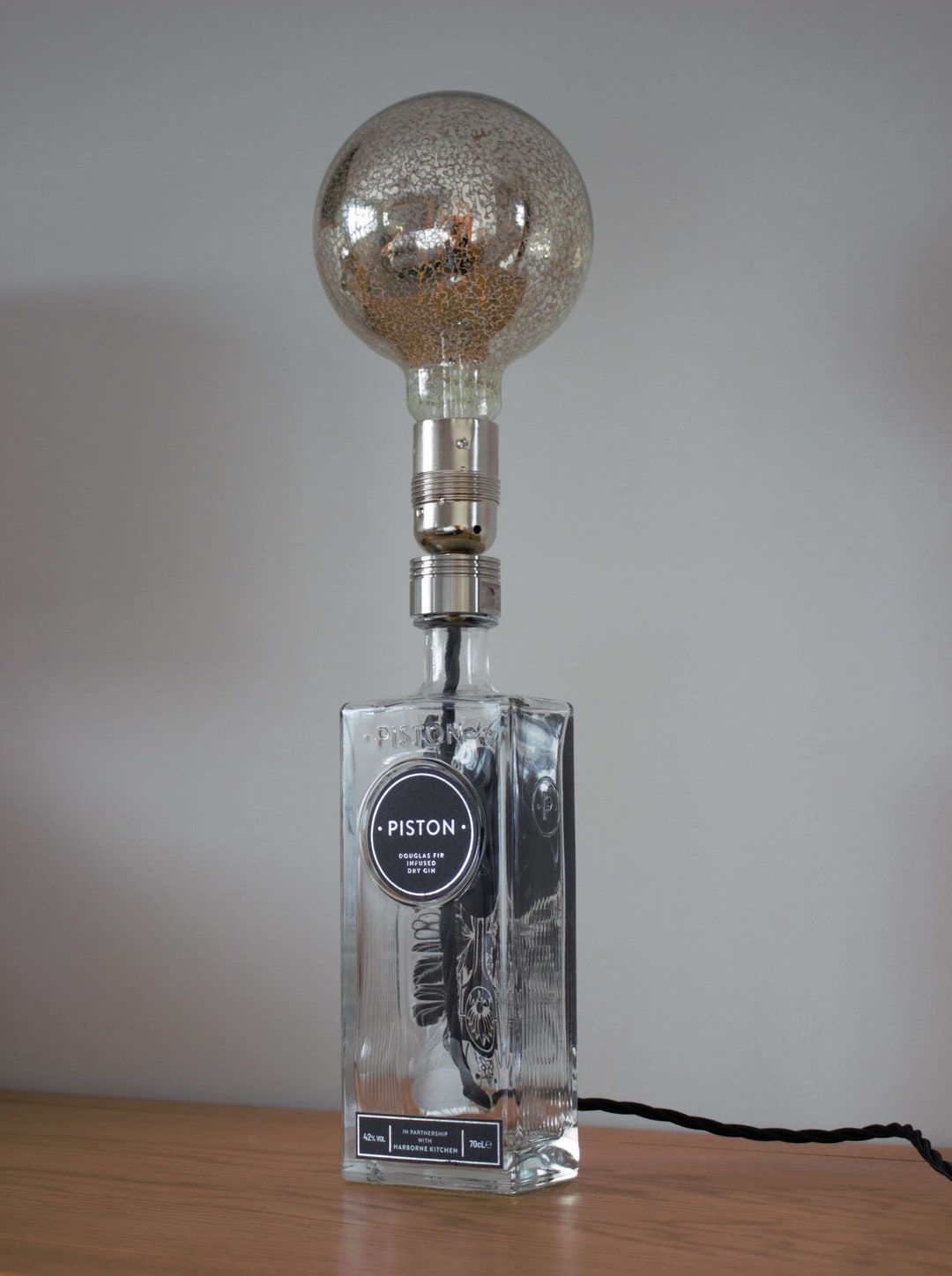 Gin Bottle Lamp Gin Lamp Vintage Lamp Table Lamp Piston Gin Bottle Lamp
