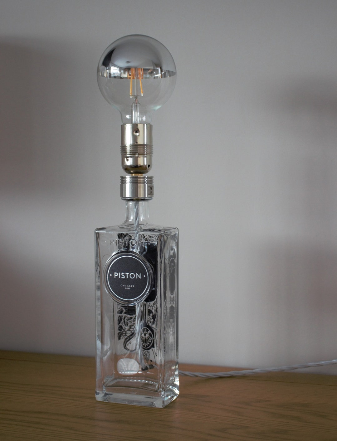 Gin Bottle Lamp Gin Lamp Vintage Lamp Table Lamp Piston Gin Bottle Lamp