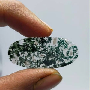 Handmade Oval Moss Agate Gemstone Cabochon (41mm x 19mm)