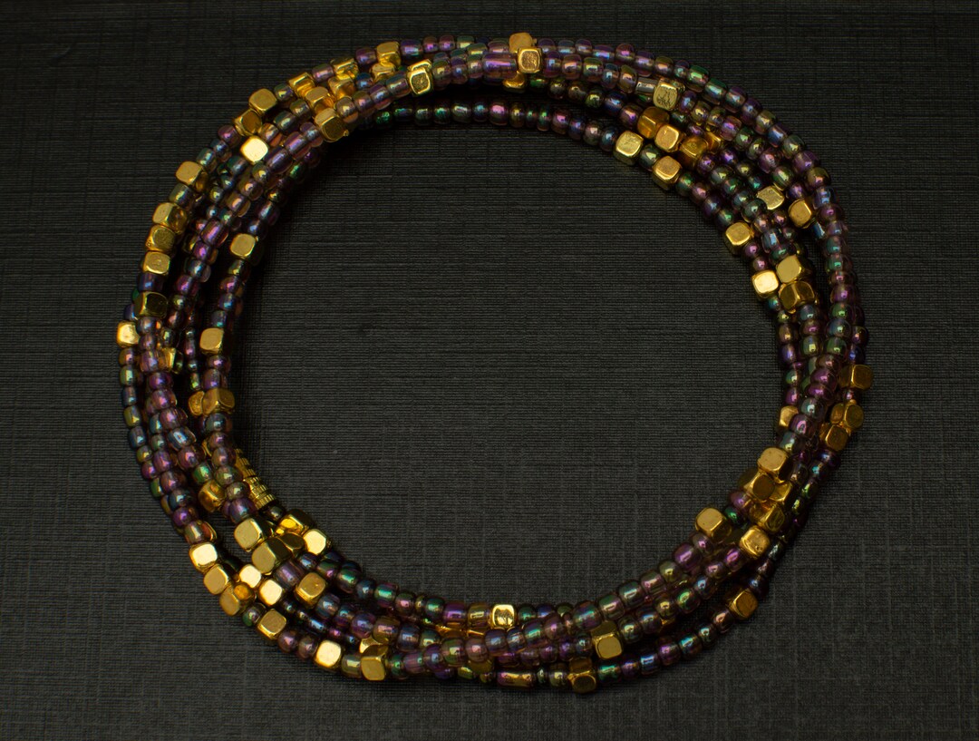 Gold With Lily / African Waist Beads/ Waist Beads/african Waist Beads