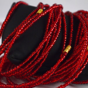 RED/African Waist Beads/Waist Beads / Belly Jewelry/Weighloss Tracker /Belly Beads/waistbeads /Screw Barrel Clasp
