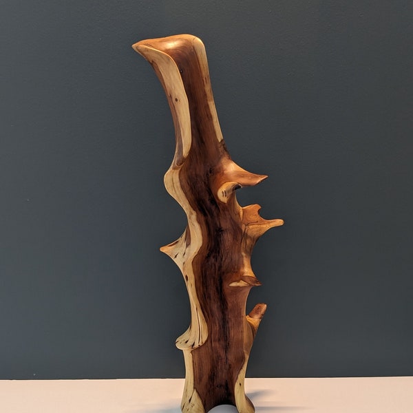 Twisted Nature Woodworking - Sculpture abstraite en bois de pommier massif sculpté à la main « Pomme méandrée » - Décoration d’intérieur unique Ferme rustique