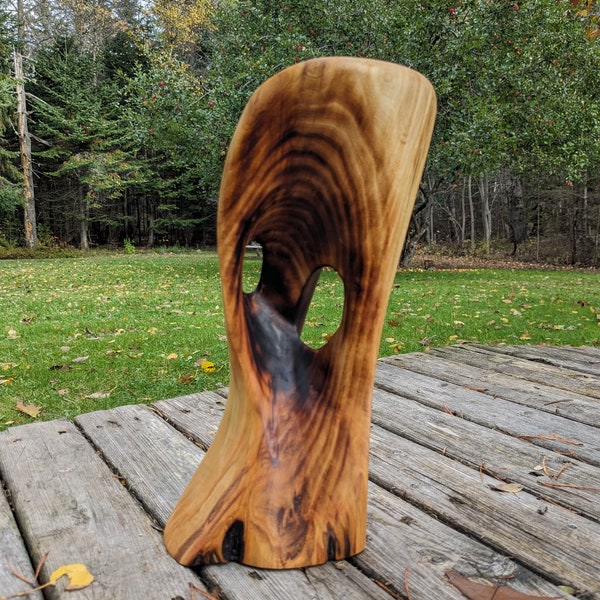 Twisted Nature Woodworking - Sculpture abstraite solide sculptée à la main « Poplar Flow » - Décoration d’intérieur unique Ferme rustique contemporaine moderne