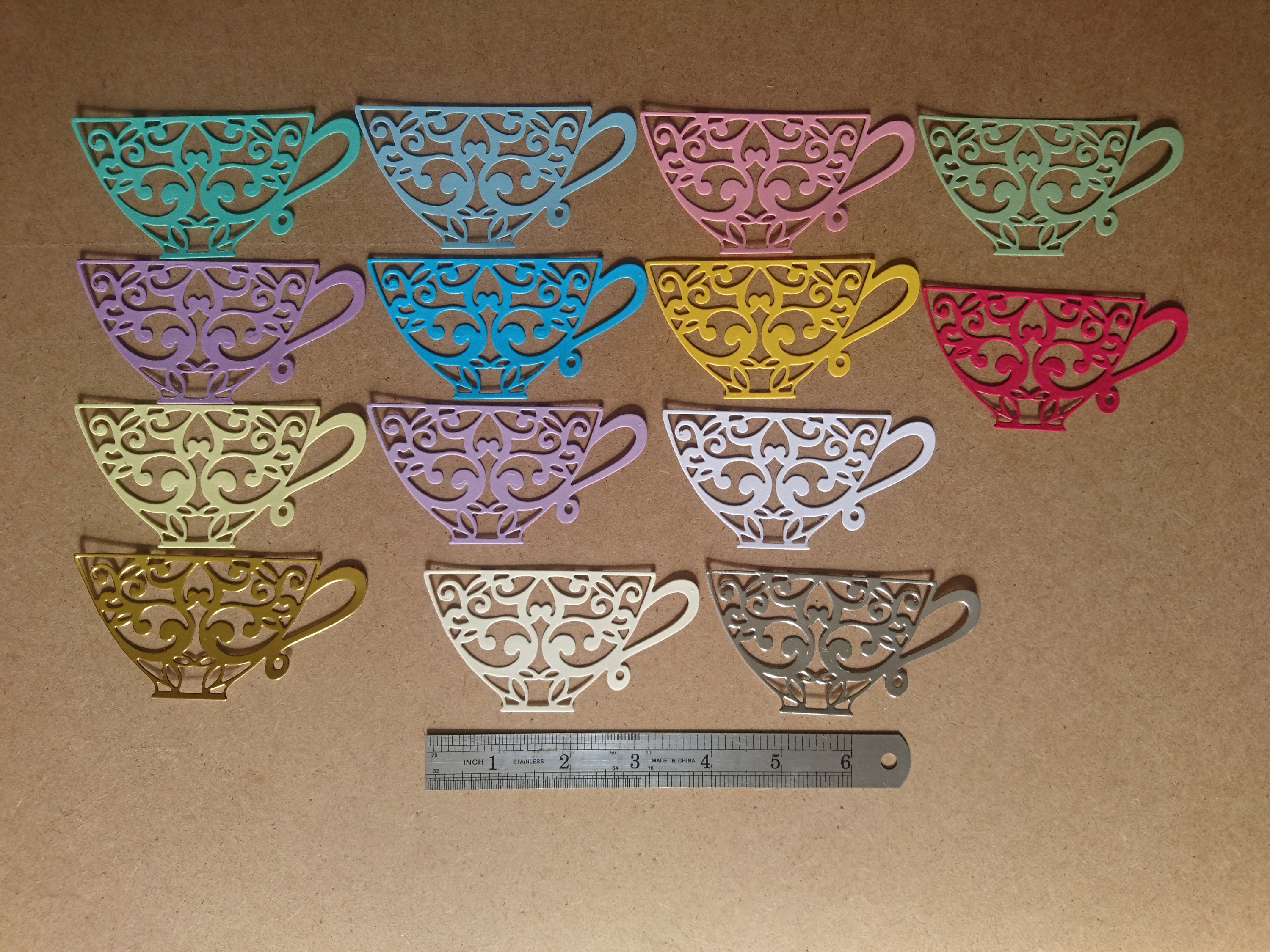 Set of 14 Die Cuts Tea coffee Cups various colours | Etsy