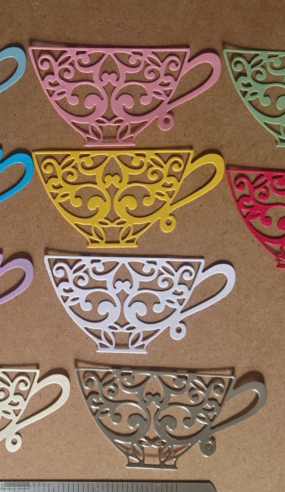 Set of 14 Die Cuts Tea coffee Cups various colours | Etsy