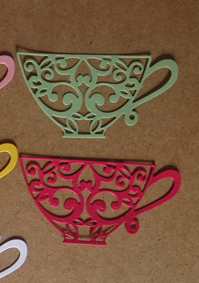 Set of 14 Die Cuts Tea coffee Cups various colours | Etsy