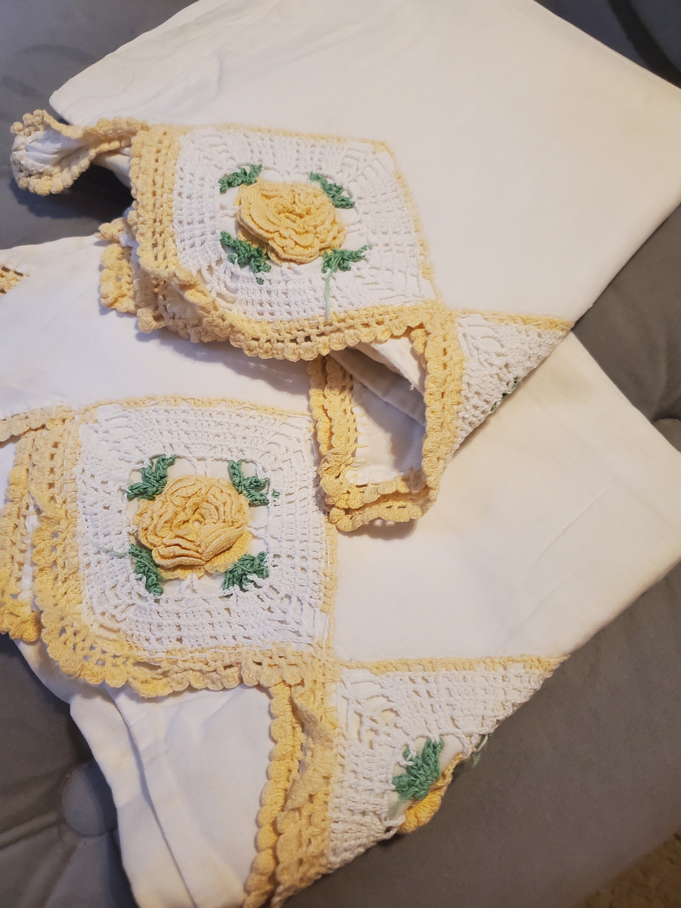 Vintage Lace Trimmed Pillow Cases Set of 2 Etsy