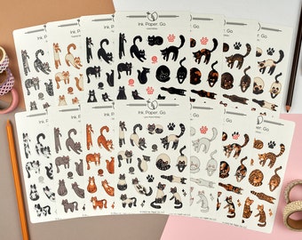 Every Kind of Cat Kiss Cut Sticker Sheet Set | black cat stickers, orange cat stickers, grey cat stickers, tabby cat stickers
