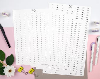 1 - 250 Number List Stickers | Skippy Sharp | 2 of Each | Size Options | Matte Glossy