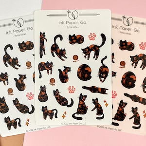 Tortie Kitties Kiss Cut Sticker Sheet | tortoiseshell cat sticker, funny cat sticker, tortitude, fluffy tortie cat stickers, torbie cat