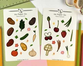 Bounty of the Spring Kiss Cut Sticker Sheet Set | bullet journal, bujo stickers, seasonal stickers, picnic stickers, vegetable stickers