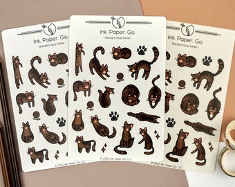Standard Issue Kitties Kiss Cut Sticker Sheet | cute tabby cat stickers, brown tabby cat, grey tabby cat, mackerel tabby cat stickers