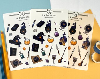 Heks van de sterren Kiss Cut stickervel | astronomiestickers, hekserijstickers, waarzeggerijstickers, spreukenboekstickers, astrologie