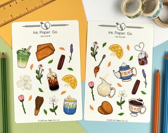 Tea Time Kiss gesneden stickervelset | matcha theesticker, theeserviessticker, bloemstickers, afternoon tea-stickers, boba bubble tea-stickers
