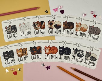 Cat Mom Kiss Cut Sticker | orange cat, siamese cat, tortie cat, black cat, bengal cat, flamepoint cat, ragdoll cat, tuxedo cat, balinese cat