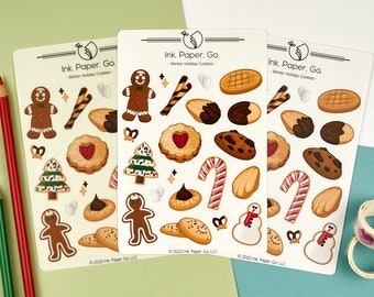 Winter Weihnachtsplätzchen Kuss geschnitten Aufkleber Blatt | Zuckerkekse, Backen, Schokoladenkekse, Lebkuchenmannkekse, Schneemannkekse