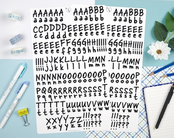 Borderless Alphabet Stickers | 440 Stickers | Skippy Sharp | 25.4 mm | Matte or Glossy