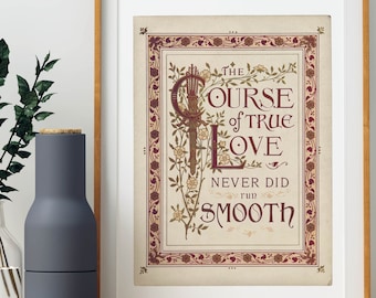 Shakespeare El curso del amor verdadero nunca fue fácil Sueño de una noche de verano impresión artística vintage A4/A3